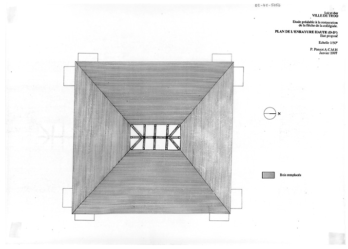 Collégiale Saint-Martin : P.AT. : plan de l'enrayure haute D-D'