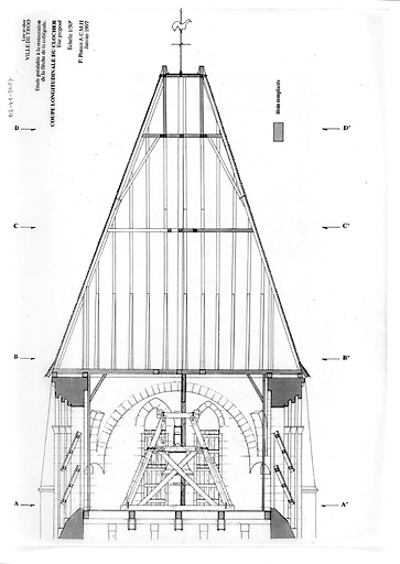 Collégiale Saint-Martin : P.AT. : coupe longitudinale