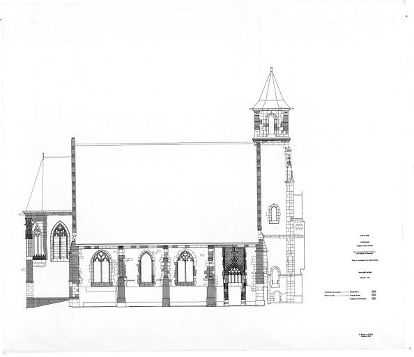 Chapelle Saint-Jacques, actuellement lycée Ronsard : plan de localisation des interventions : Façade nord