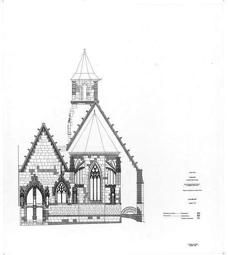 Chapelle Saint-Jacques, actuellement lycée Ronsard : plan de localisation des interventions : Façade est