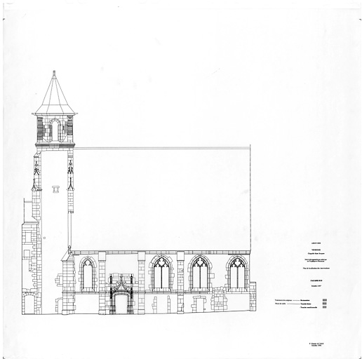 Chapelle Saint-Jacques, actuellement lycée Ronsard : plan de localisation des interventions : Façade sud