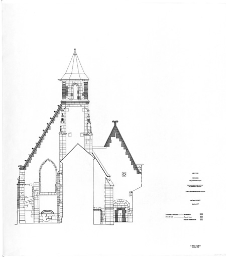 Chapelle Saint-Jacques, actuellement lycée Ronsard : plan de localisation des interventions : Façade ouest