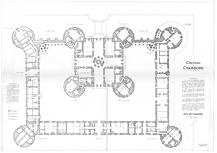 Château, Domaine de Chambord : plan du rez de chaussée