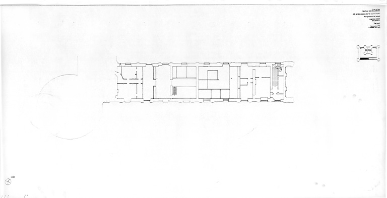 "Château, Domaine de Chambord : Aile sud des communs dite "de la Porte Royale", (Etat Actuel) : plan de l'entresol de la partie ouest."