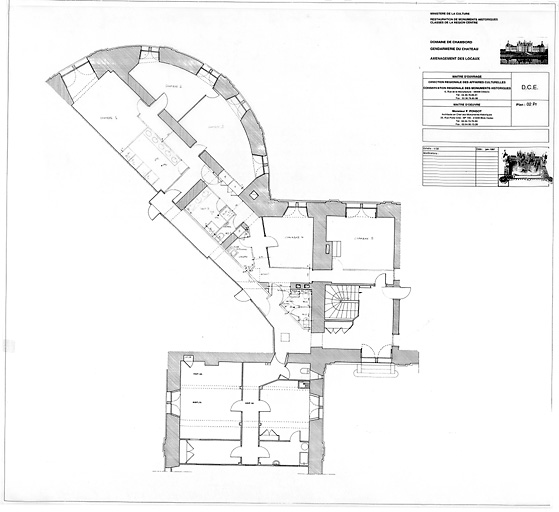 Château, Domaine de Chambord : D.C.E. AMENAGEMENT DE LA GENDARMERIE (Tour des Princes) Etat Projeté : plan du 1er étage.