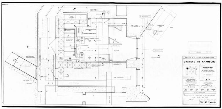 Château, Domaine de Chambord : D.C.E. MA. 02 MISE EN COFORMITE DES RESEAUX ELECTRIQUES, Maçonnerie : plan du local du groupe électrogène TGBT état futur.