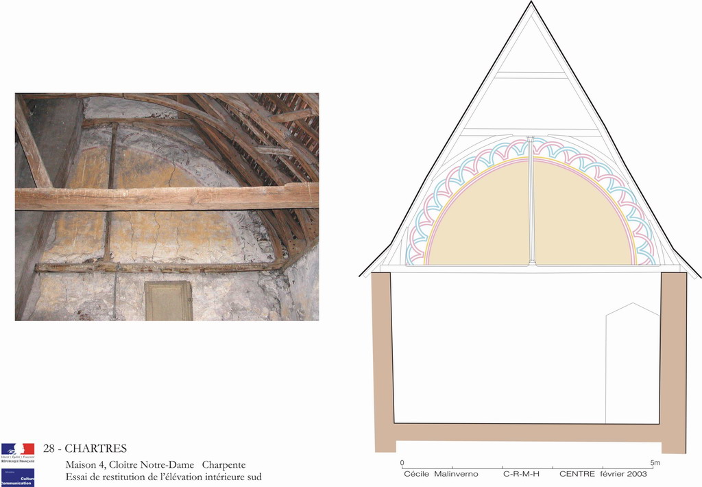 Maison : Essai de restitution du mur sud.