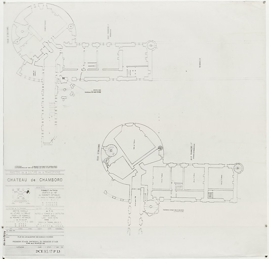 Château, Domaine de Chambord : P 13-Plan de localisation des reseaux incendie : premier étage, entresol du premier étage, zone aile François 1er (DCE)