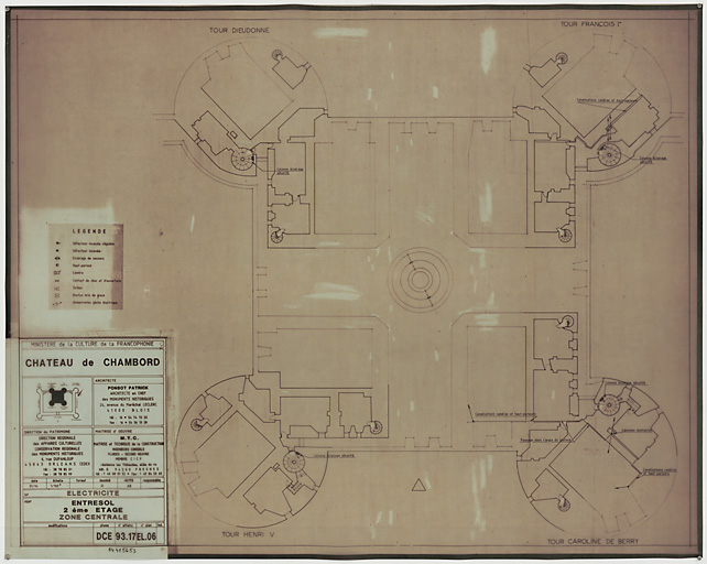 Château, Domaine de Chambord : EL-06 ELECTRICITE : plan entresol 2ième étage, zone centrale (DCE)