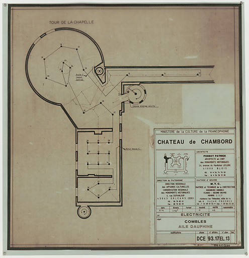 Château, Domaine de Chambord : EL-13 ELECTRICITE : plan des combles, aile Dauphine (DCE)