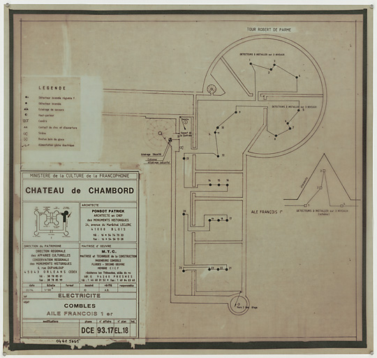 Château, Domaine de Chambord : EL-18 ELECTRICITE : plan des combles, aile François 1er (DCE)