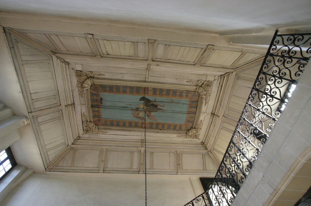 Ancienne abbaye Notre-Dame : Escalier d’honneur, vue générale du plafond