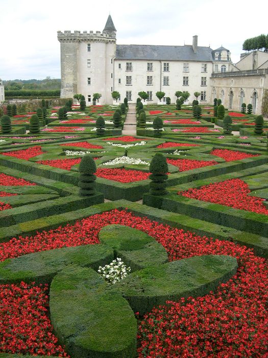 Château de Villandry : Vue partielle des jardins sud-est