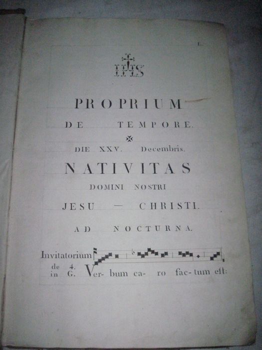 livre liturgique : Proprium de tempore. Die XXV decembris. Nativitas domini notsri Jesu-Christi ad nocturna, page de garde