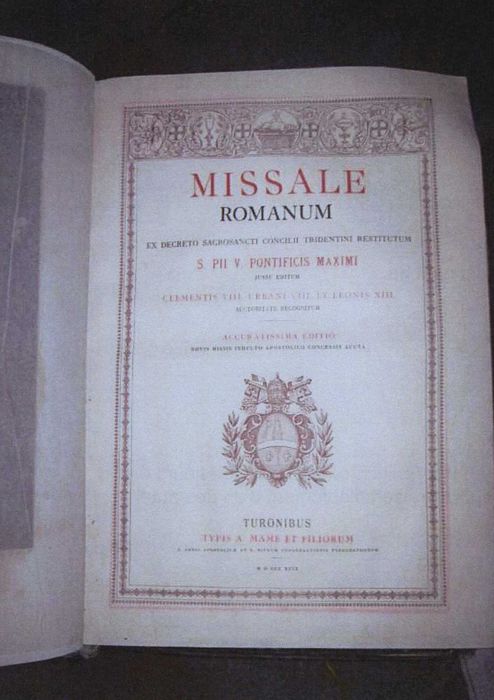 missel : Missale romanum ex decreto sacrosancti concilii tridentini restitutum s. pii v pontificis maximi