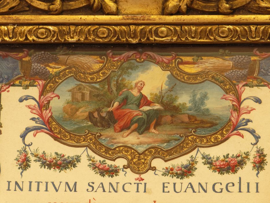Canons d'autel : détail du décor du canon du dernier Evangile