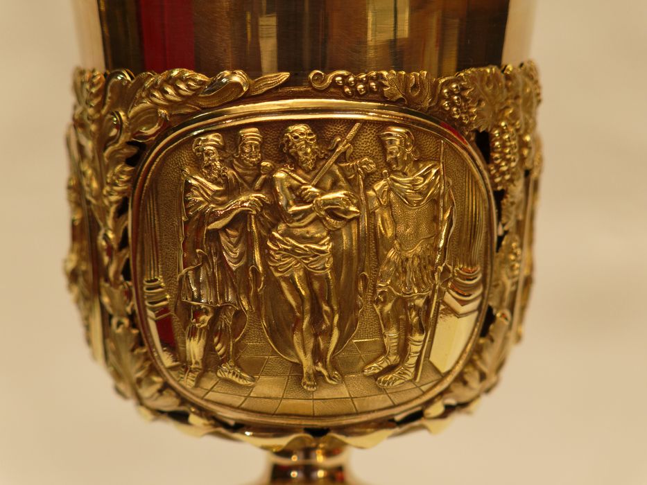 Calice : détail du médaillon de l'Ecce Homo sur la coupe