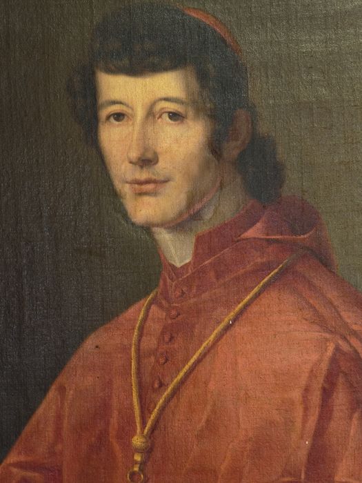 Tableau : vue partielle du cardinal en buste