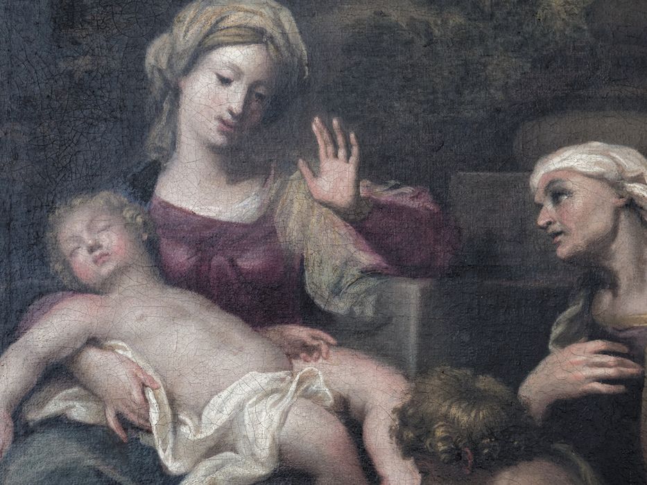 Tableau : vue rapprochée sur la Vierge et l'Enfant