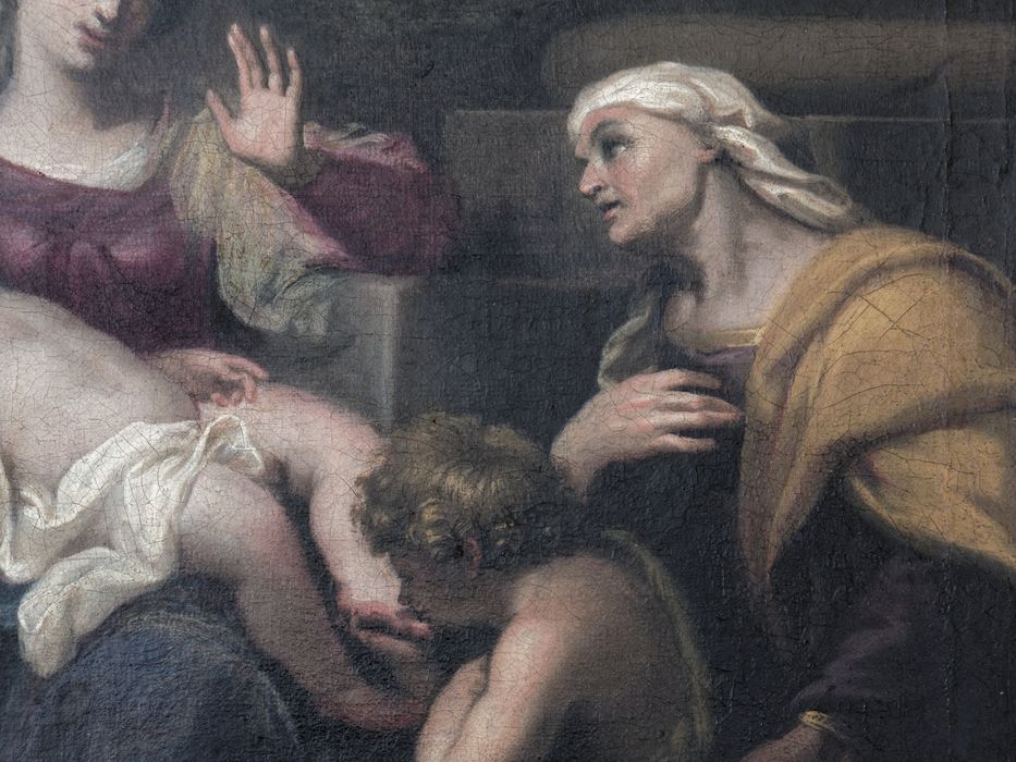 Tableau : vue rapprochée sur sainte Elisabeth et saint Jean-Baptiste