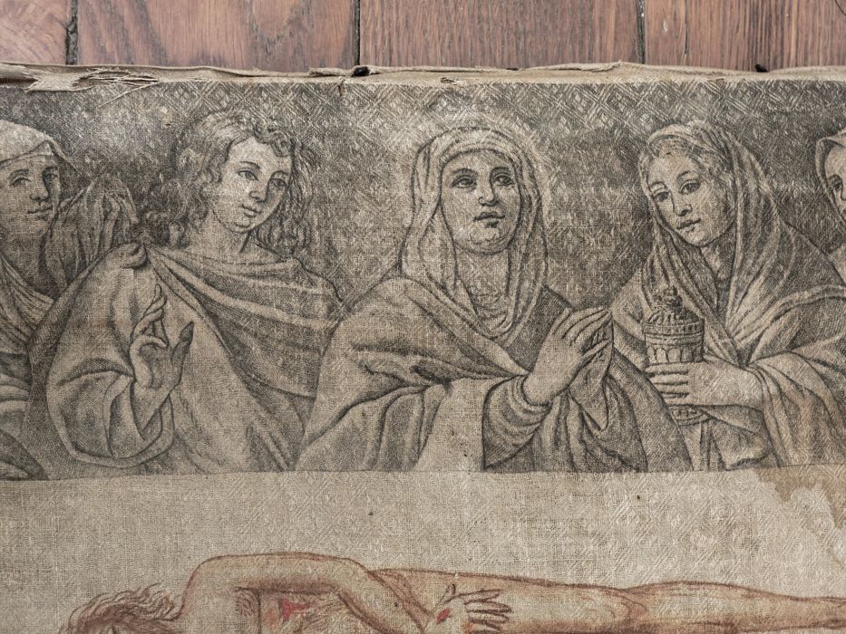 Tableau : vue rapprochée sur la Virge, saint Jean et sainte Marie-Madeleine - © conservation régionale des Monuments historiques Bourgogne-Franche-Comté