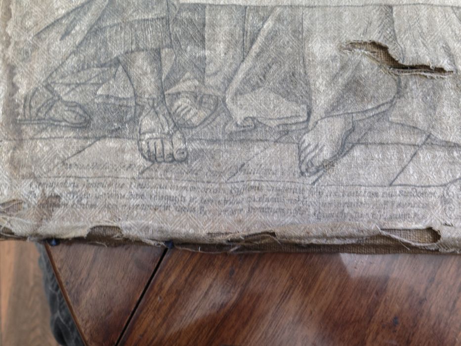 Tableau : détail de l'inscription gauche