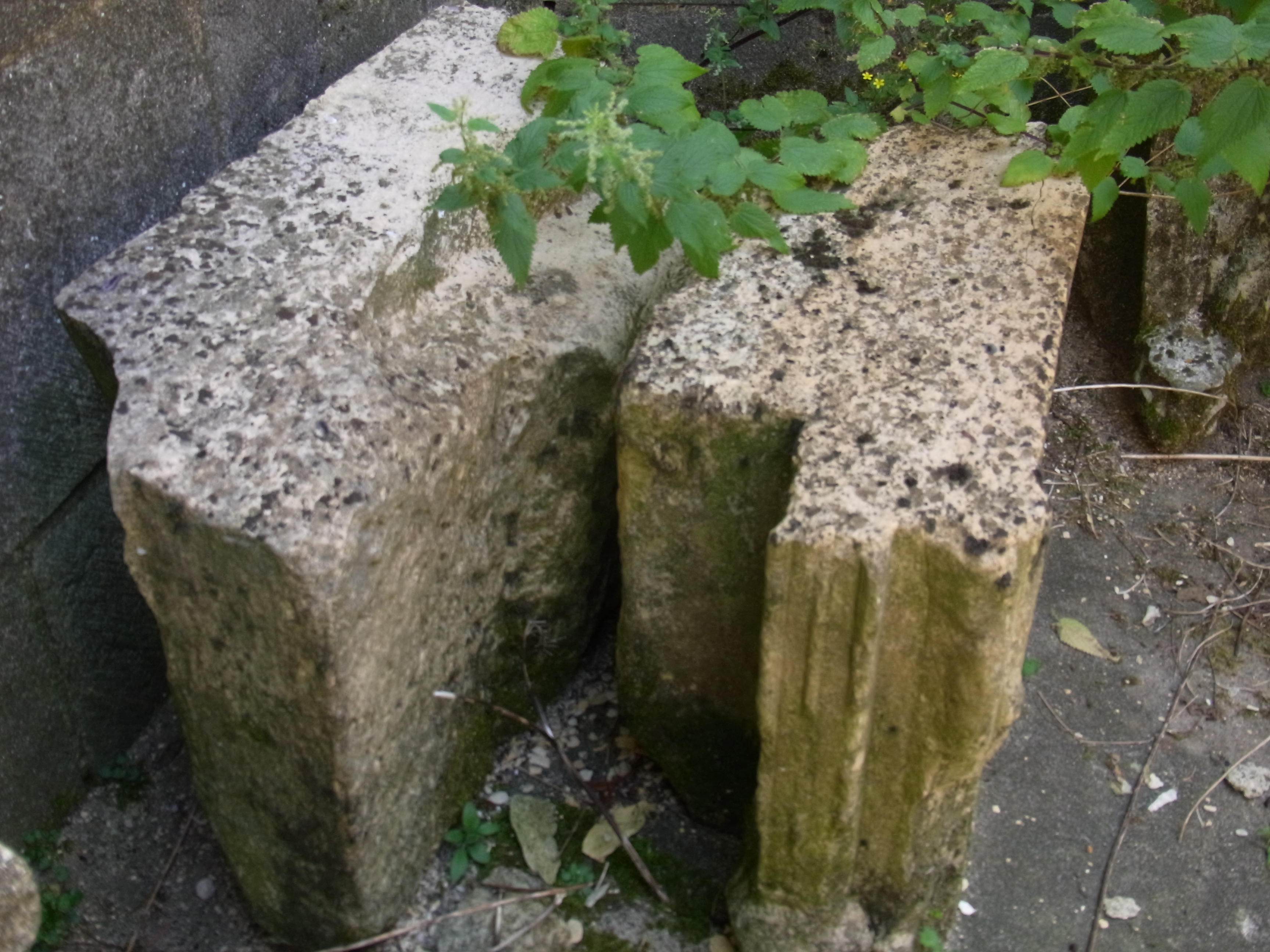 Deux blocs de pierre sculptés