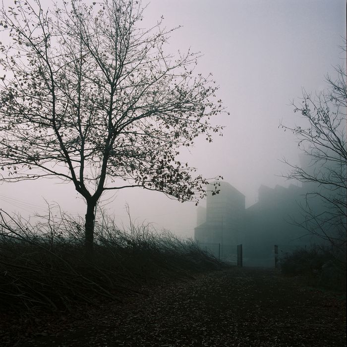 façade est du lavoir un jour de brouillard