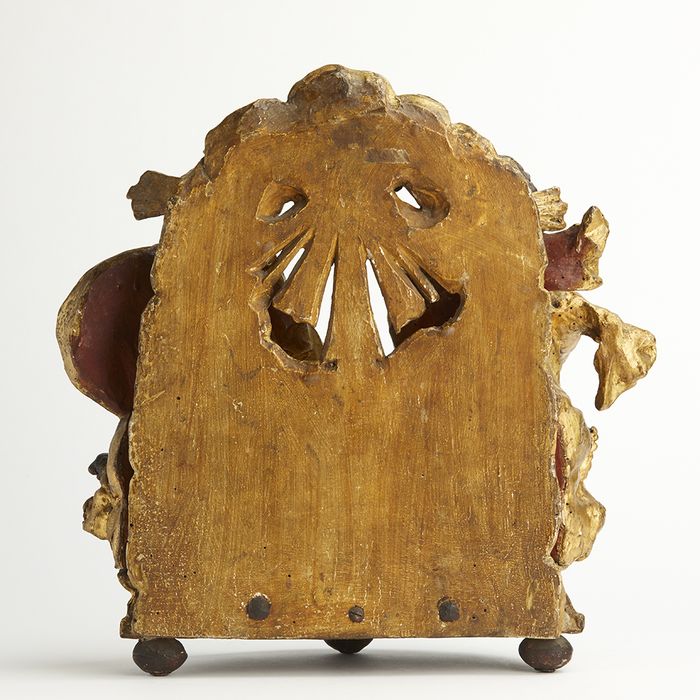 Groupe sculpté (statue-reliquaire) : Trinité, revers