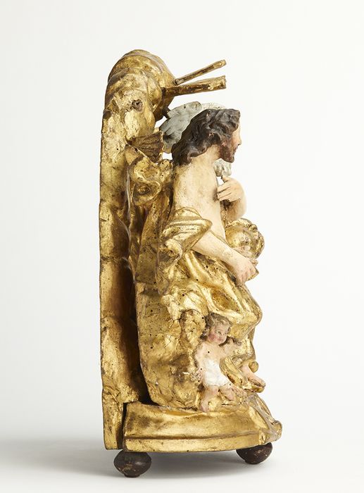 Groupe sculpté (statue-reliquaire) : Trinité, profil droit