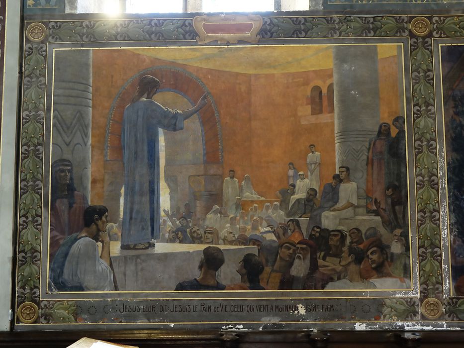 Peinture monumentale : la Cène et scènes bibliques - Vue générale : Jésus enseignant