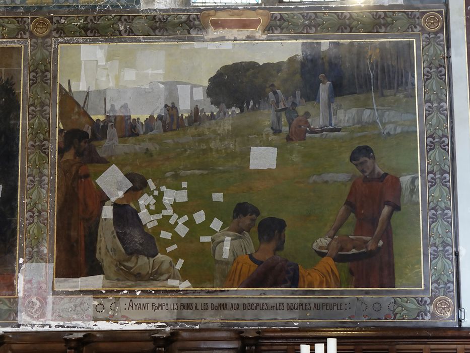Peinture monumentale : la Cène et scènes bibliques - Vue générale : Multiplication des pains