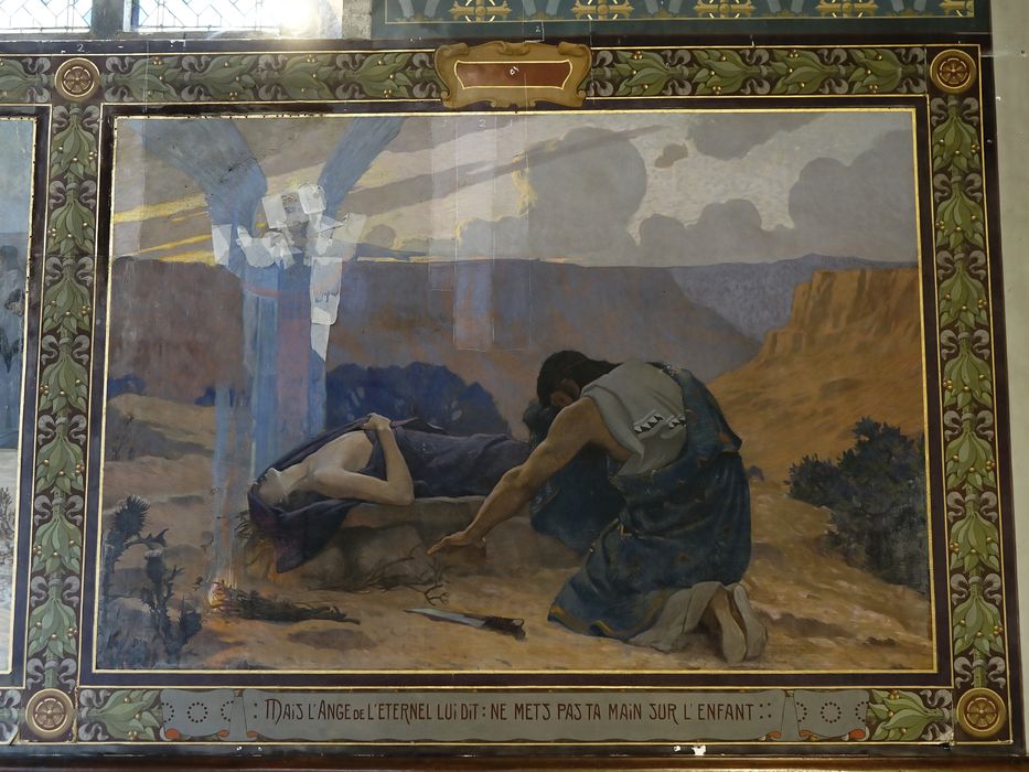 Peinture monumentale : la Cène et scènes bibliques - Vue latérale : Sacrifice d'Abraham