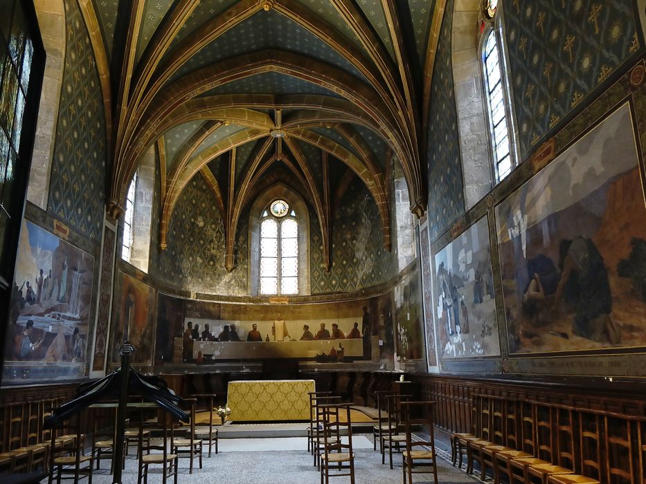 Peinture monumentale : la Cène et scènes bibliques - Vue d'ensemble des peintures dans la chapelle