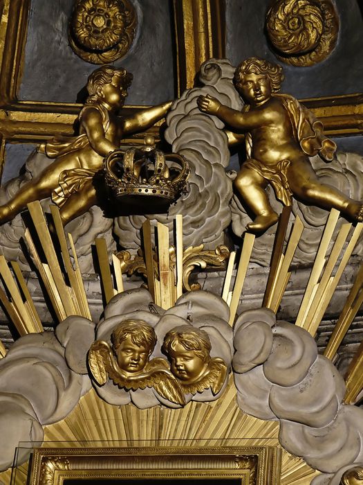 Autel, gradin, tabernacle, retable - Vue de détail : gloire