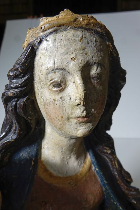 Reliquaire dit de la ceinture de la Vierge - Vue de détail : visage de la Vierge