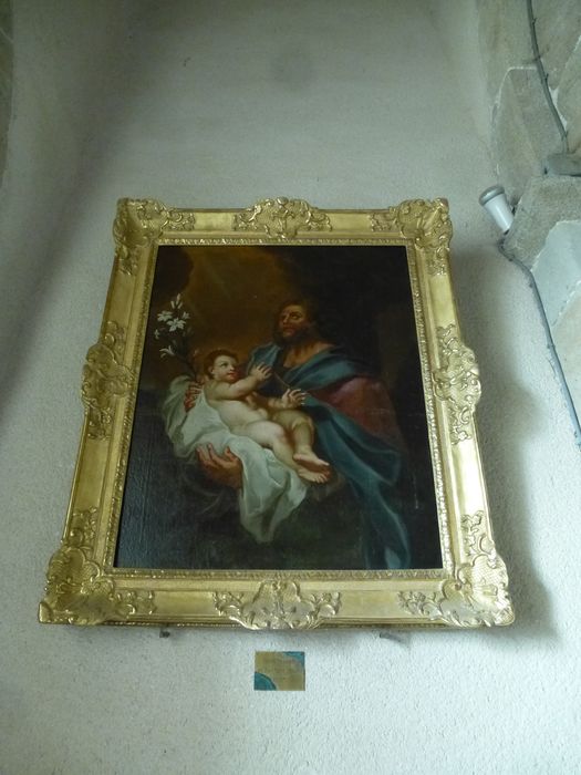 tableau et son cadre : Saint Joseph et l'Enfant Jésus