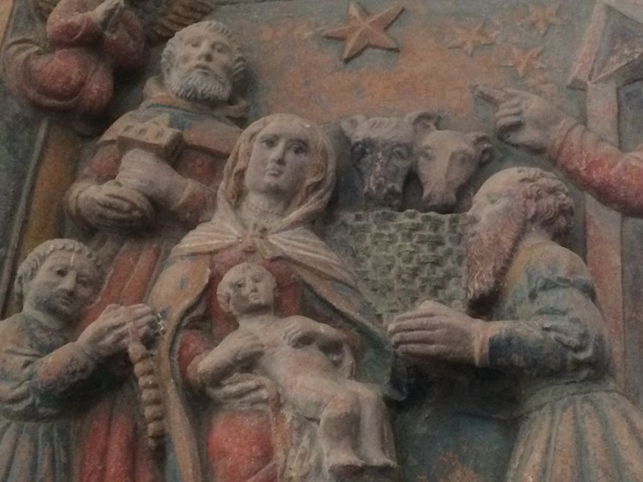 bas-relief : l'Adoration des Mages, détail Vierge et l’Enfant