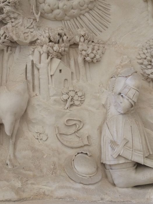 retable, bas-relief : La Chasse de saint Hubert