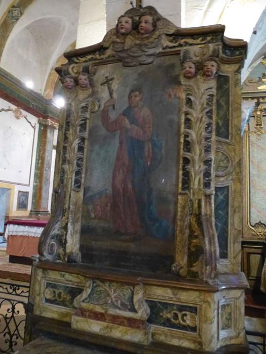 2 autels et retables secondaires, 2 tableaux : Saint Nazaire et saint Celse, Saint Andoche