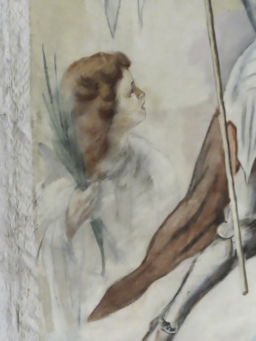 Peinture, cadre : Jeanne d'Arc - Vue de détail : ange - © conservation régionale des Monuments historiques Bourgogne-Franche-Comté