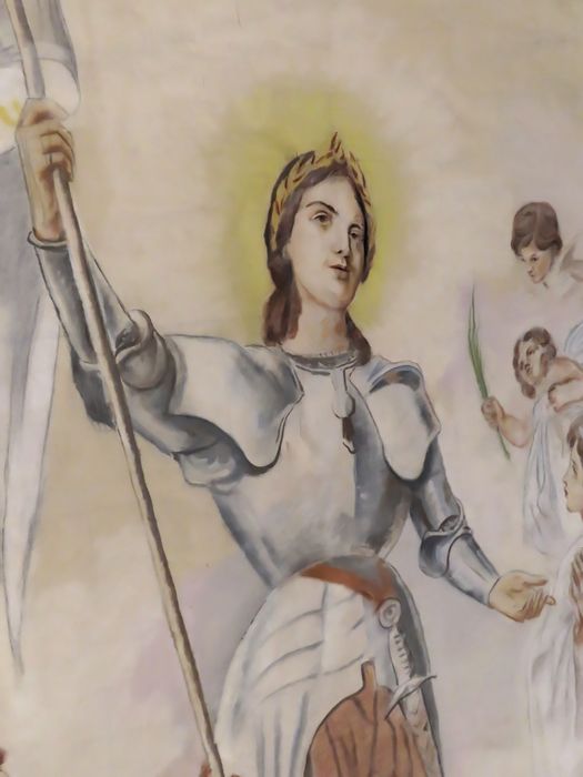 Peinture, cadre : Jeanne d'Arc - Vue de détail : Jeanne d'Arc - © conservation régionale des Monuments historiques Bourgogne-Franche-Comté