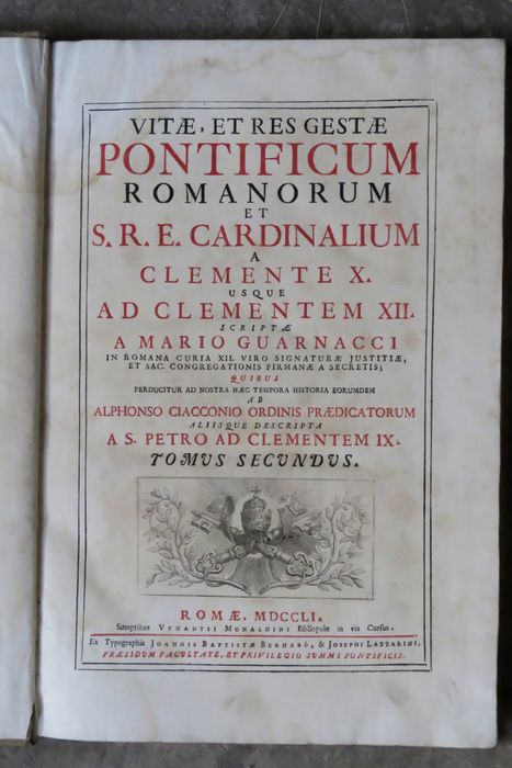 Livre : Vitae et res gestae pontificum romanum - Page de garde