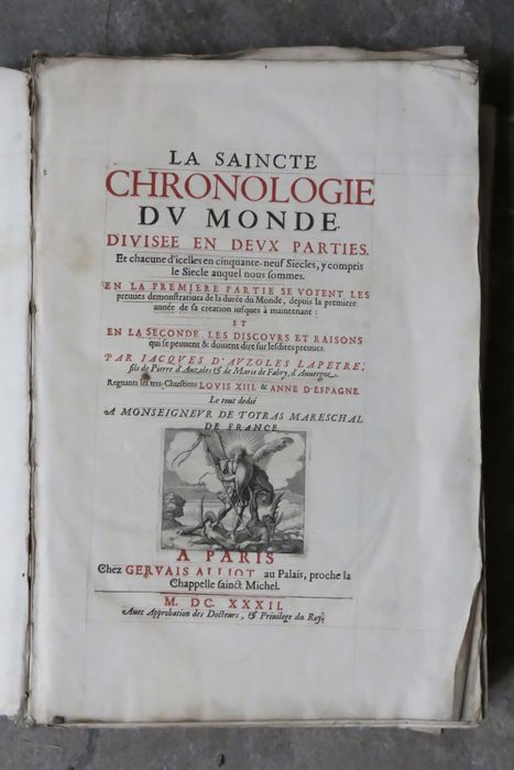 Livre : La Saincte Chronologie du sieur de Lapeyre - Page de garde