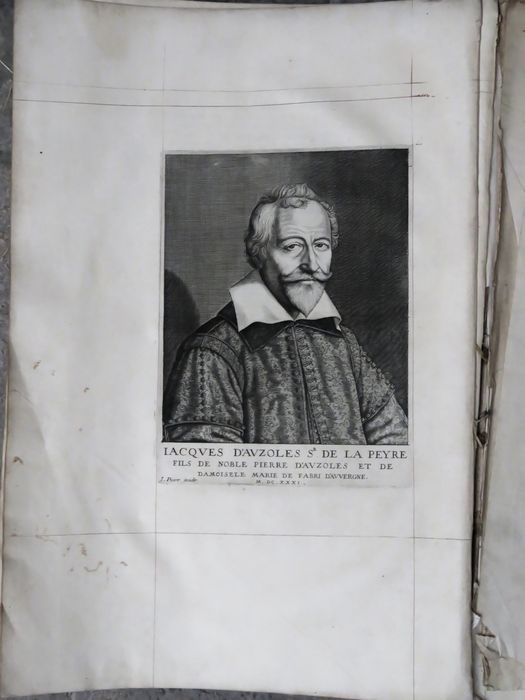 Livre : La Saincte Chronologie du sieur de Lapeyre - Vue partielle : une page avec gravure