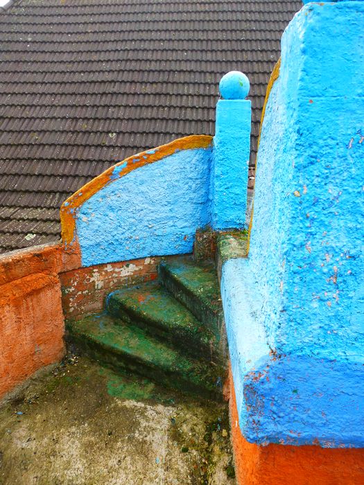 détail d’un emmarchement menant à une terrasse