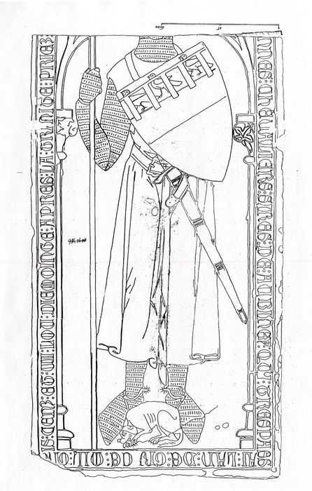 dalle funéraire de Guillaume de Fontaine (document numérisée), vue partielle