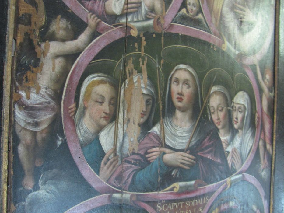 tableau : Vierge, sainte Madeleine, sainte Ursule, saint Denis-l'Aréopagite et saint Polyphème, détail