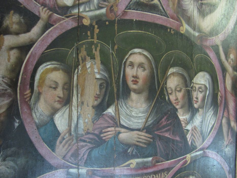 tableau : Vierge, sainte Madeleine, sainte Ursule, saint Denis-l'Aréopagite et saint Polyphème, détail