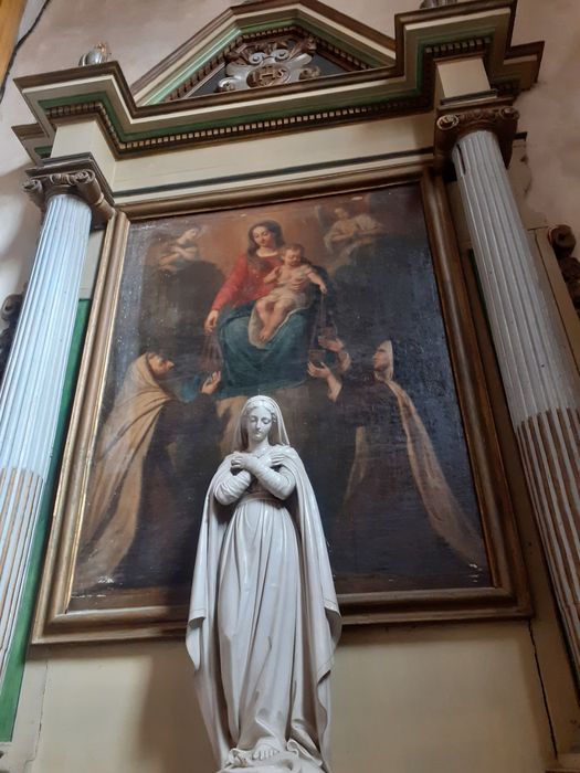 tableau : Remise du Rosaire à saint Dominique et sainte Catherine de Sienne